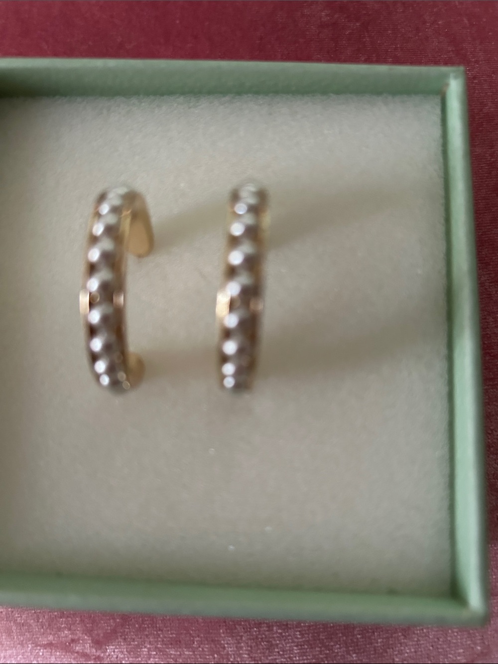 Classic Gold Hoop Earrings with Row of White Pearls Women's Jewelry